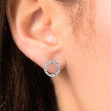 JBR Open Circle Two Tone Classic Sterling Silver Earrings - JBR Jeweler