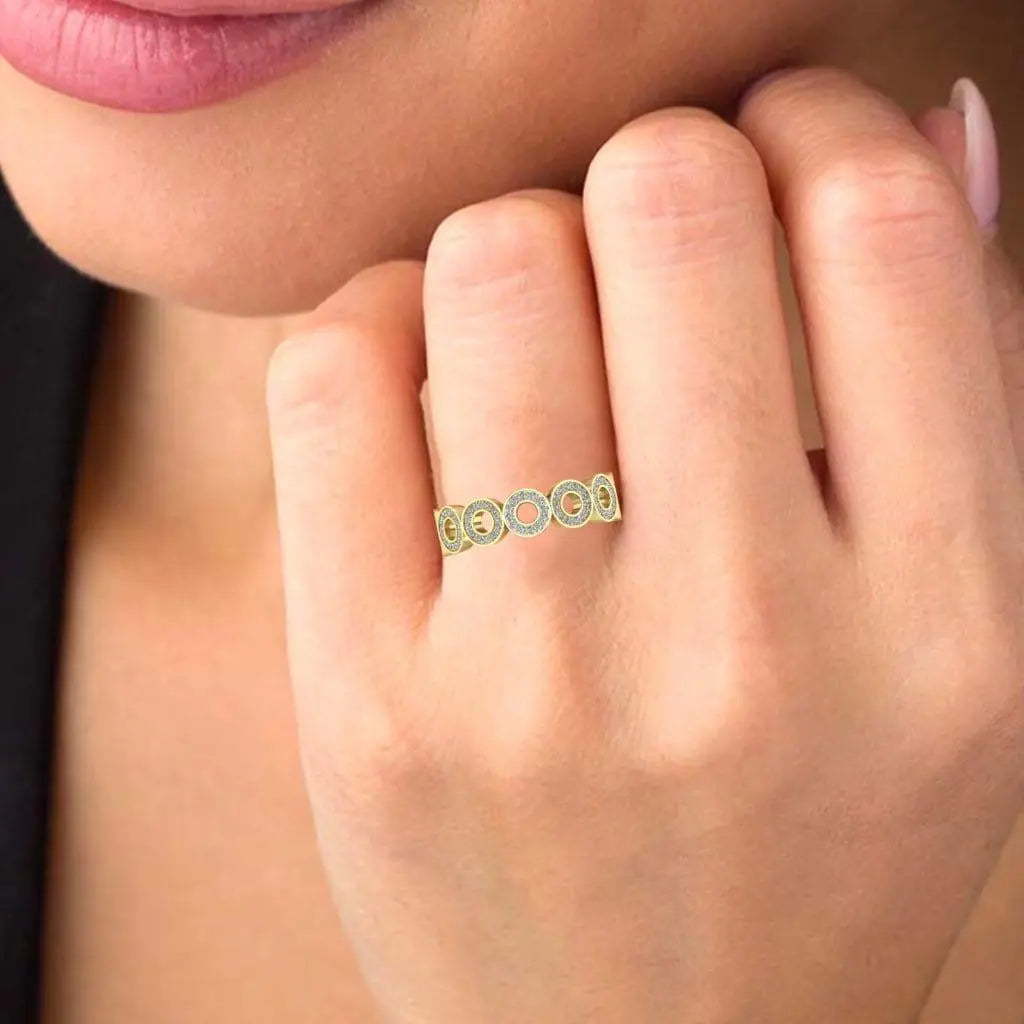 JBR Open Frame Round Cut Sterling Silver Women's Band - JBR Jeweler