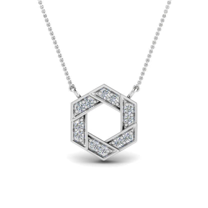 JBR Pave Hexagon Diamond Sterling Silver Pendant - JBR Jeweler