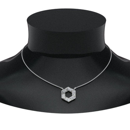 JBR Pave Hexagon Diamond Sterling Silver Pendant - JBR Jeweler