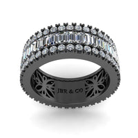 JBR Jeweler Silver Ring JBR Pave-Set Baguette and Round Cut Women’s Wedding Band