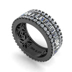 JBR Jeweler Silver Ring JBR Pave-Set Baguette and Round Cut Women’s Wedding Band