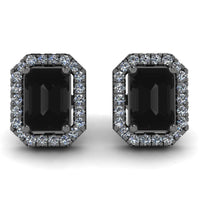 JBR Pave Set Halo Black Diamonds Sterling Silver Stud Earrings - JBR Jeweler