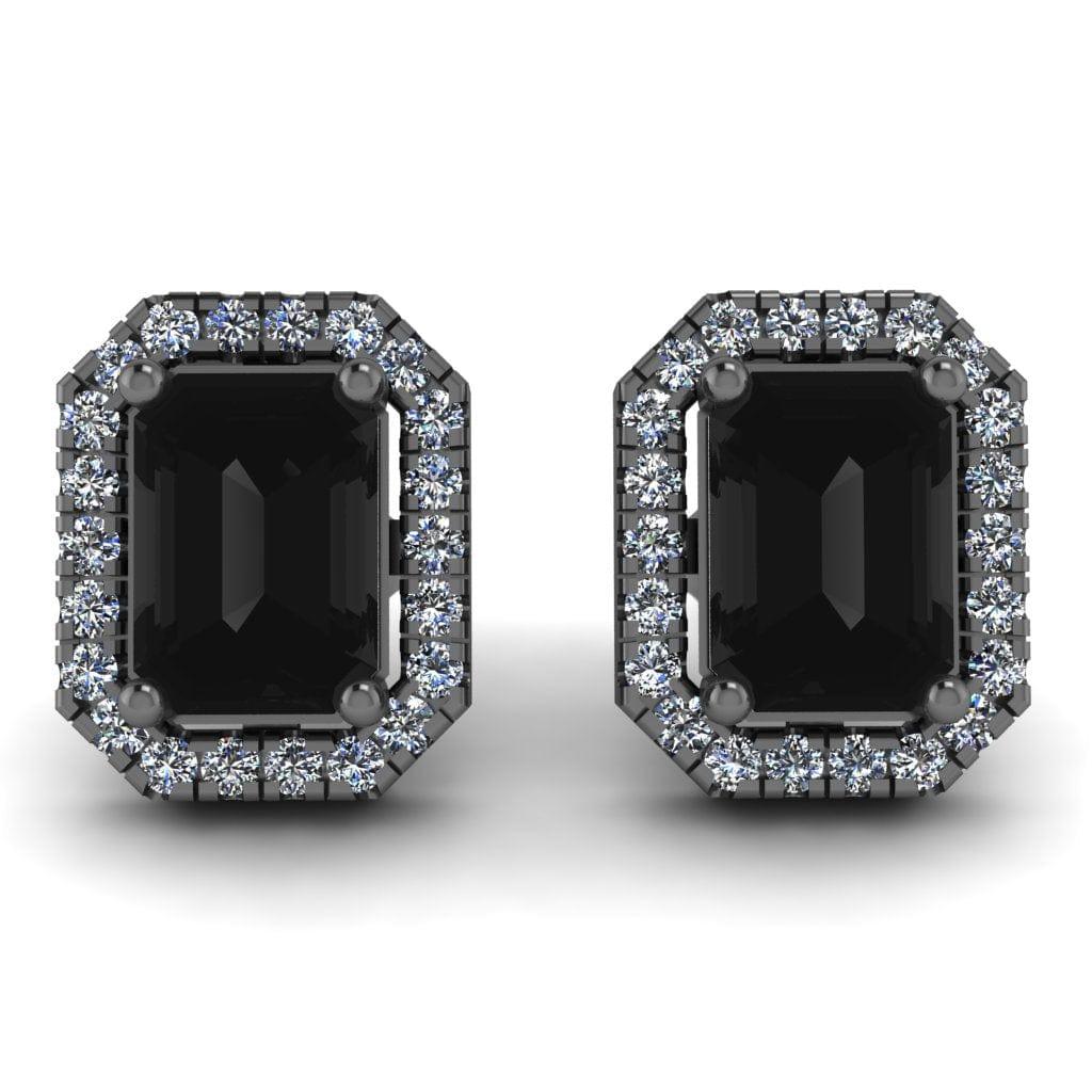 JBR Pave Set Halo Black Diamonds Sterling Silver Stud Earrings - JBR Jeweler