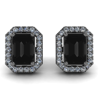 JBR Pave Set Halo Black Diamonds Sterling Silver Stud Earrings - JBR Jeweler