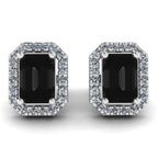JBR Pave Set Halo Black Diamonds Sterling Silver Stud Earrings - JBR Jeweler