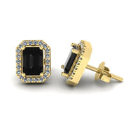 JBR Pave Set Halo Black Diamonds Sterling Silver Stud Earrings - JBR Jeweler