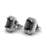 JBR Pave Set Halo Black Diamonds Sterling Silver Stud Earrings - JBR Jeweler