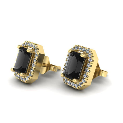 JBR Pave Set Halo Black Diamonds Sterling Silver Stud Earrings - JBR Jeweler