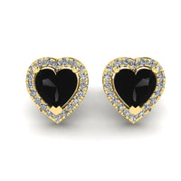 JBR Pave Set Halo Heart Black Diamonds Sterling Silver Stud Earrings - JBR Jeweler