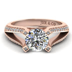 JBR Pave Split Shank Solitaire Round Cut Sterling Silver Ring - JBR Jeweler