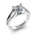 JBR Pave Split Shank Solitaire Round Cut Sterling Silver Ring - JBR Jeweler