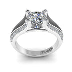 JBR Pave Split Shank Solitaire Round Cut Sterling Silver Ring - JBR Jeweler
