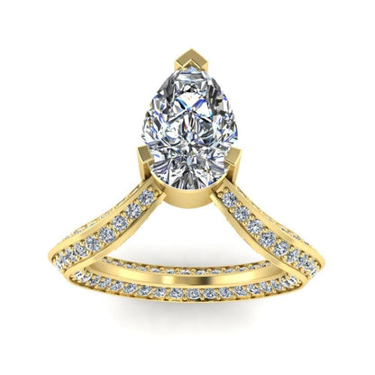 JBR Pear Cut V Shape S925 Cocktail Ring - JBR Jeweler