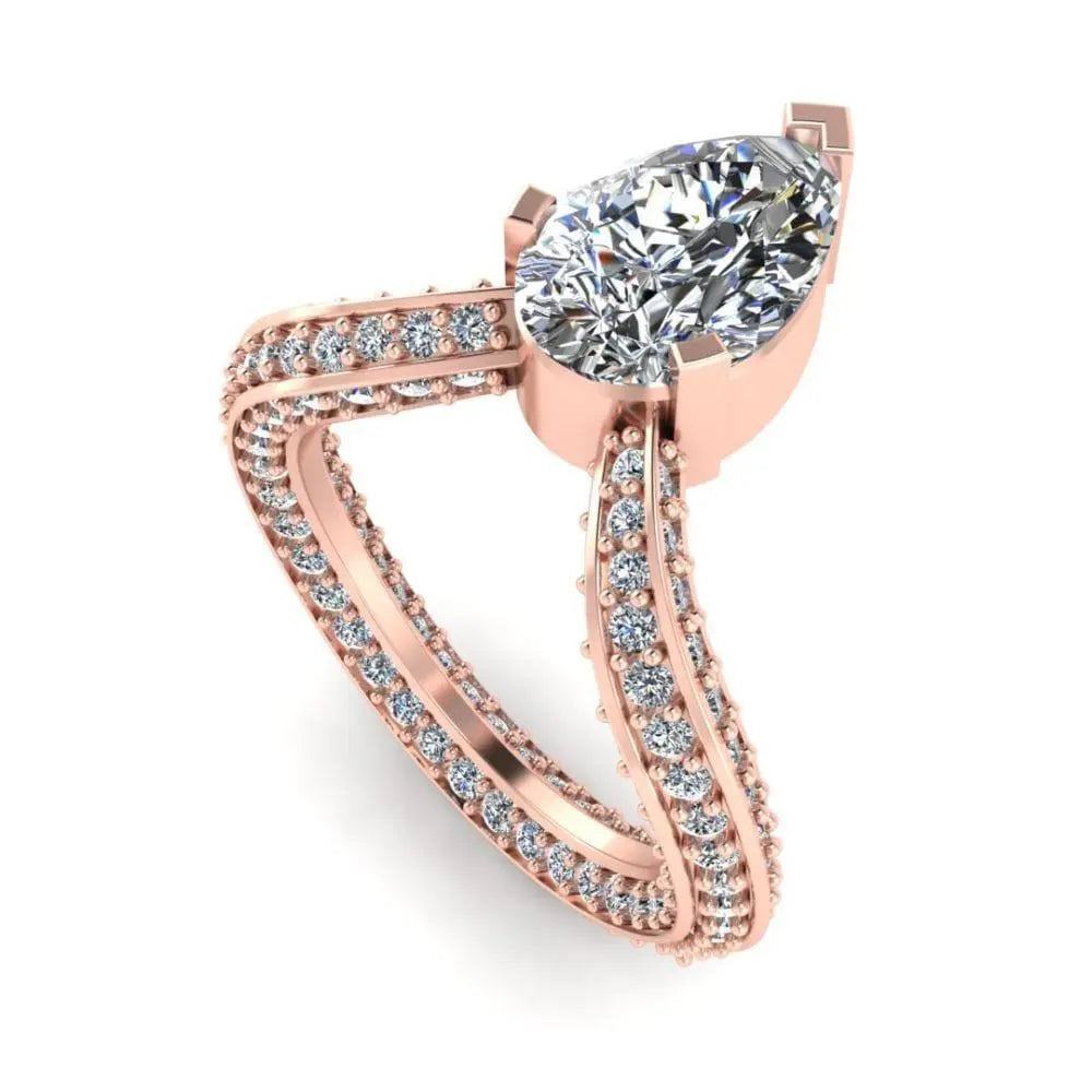 JBR Pear Cut V Shape S925 Cocktail Ring - JBR Jeweler