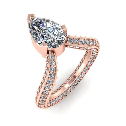 JBR Pear Cut V Shape S925 Cocktail Ring - JBR Jeweler