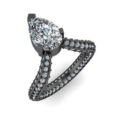 JBR Pear Cut V Shape S925 Cocktail Ring - JBR Jeweler