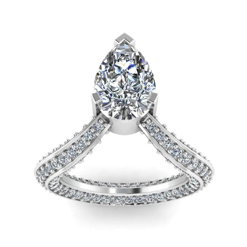 JBR Pear Cut V Shape S925 Cocktail Ring - JBR Jeweler