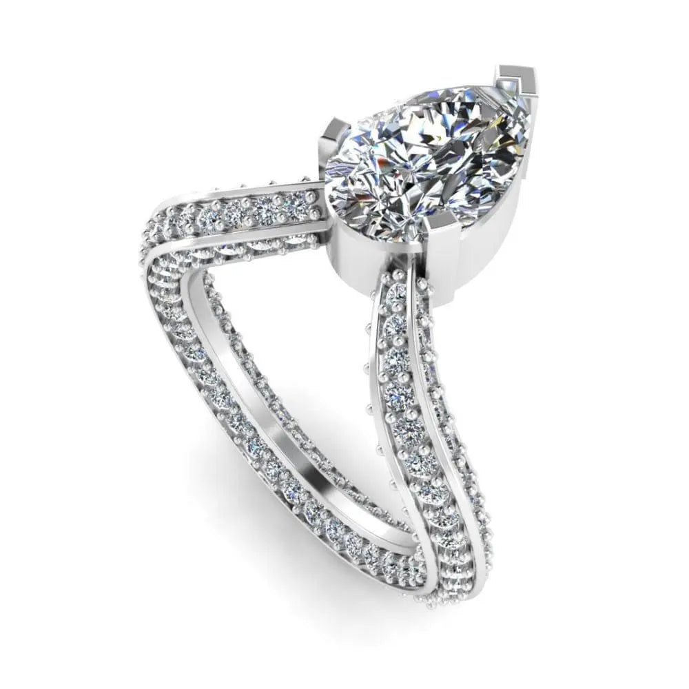 JBR Pear Cut V Shape S925 Cocktail Ring - JBR Jeweler
