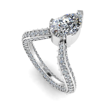 JBR Pear Cut V Shape S925 Cocktail Ring - JBR Jeweler