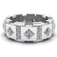 JBR Princess Cut Diamonds Sterling Silver Unisex Band - JBR Jeweler