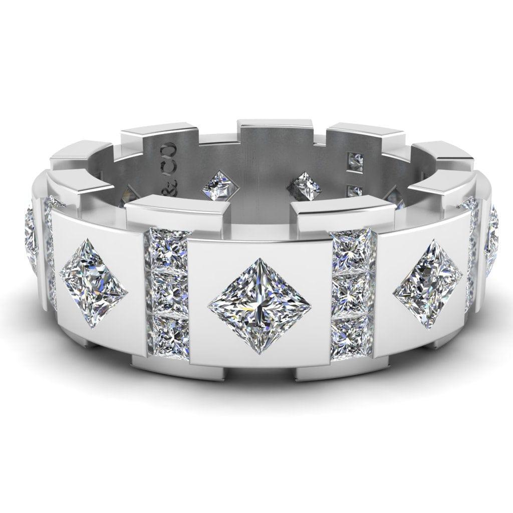 JBR Princess Cut Diamonds Sterling Silver Unisex Band - JBR Jeweler