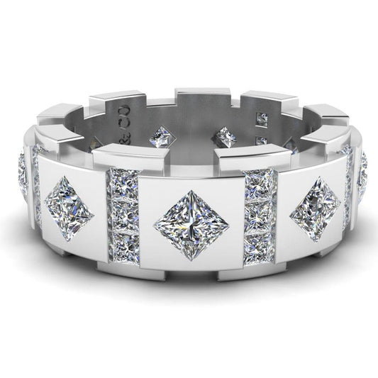 JBR Princess Cut Diamonds Sterling Silver Unisex Band - JBR Jeweler