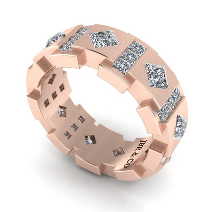 JBR Princess Cut Diamonds Sterling Silver Unisex Band - JBR Jeweler