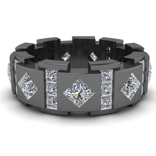 JBR Princess Cut Diamonds Sterling Silver Unisex Band - JBR Jeweler