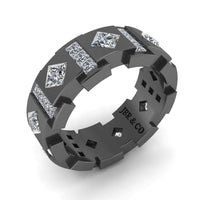 JBR Princess Cut Diamonds Sterling Silver Unisex Band - JBR Jeweler