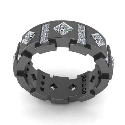 JBR Princess Cut Diamonds Sterling Silver Unisex Band - JBR Jeweler