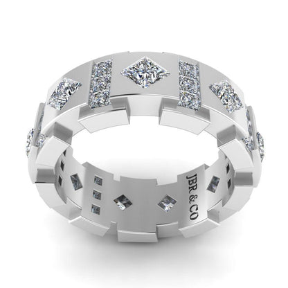 JBR Princess Cut Diamonds Sterling Silver Unisex Band - JBR Jeweler