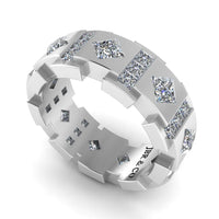 JBR Princess Cut Diamonds Sterling Silver Unisex Band - JBR Jeweler