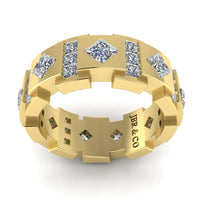 JBR Princess Cut Diamonds Sterling Silver Unisex Band - JBR Jeweler