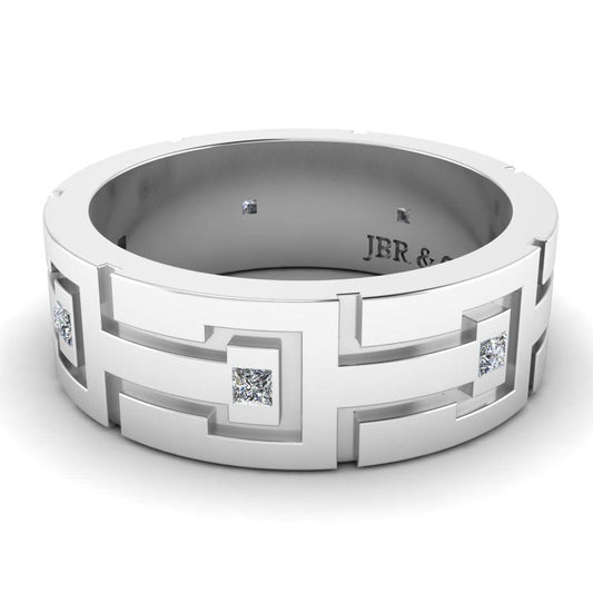 JBR Princess Cut Sterling Silver Wedding Band - JBR Jeweler