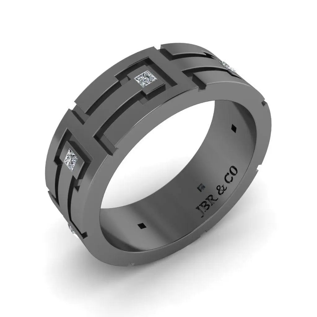 JBR Princess Cut Sterling Silver Wedding Band - JBR Jeweler