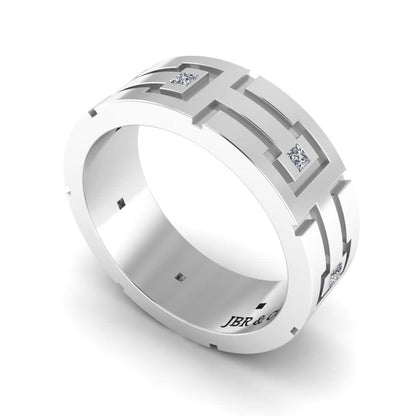 JBR Princess Cut Sterling Silver Wedding Band - JBR Jeweler