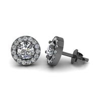 JBR Prong Set Halo Diamonds Stud Earrings In Sterling Silver - JBR Jeweler