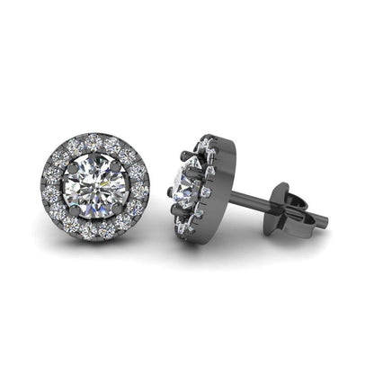 JBR Prong Set Halo Diamonds Stud Earrings In Sterling Silver - JBR Jeweler