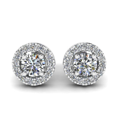 JBR Prong Set Halo Diamonds Stud Earrings In Sterling Silver - JBR Jeweler