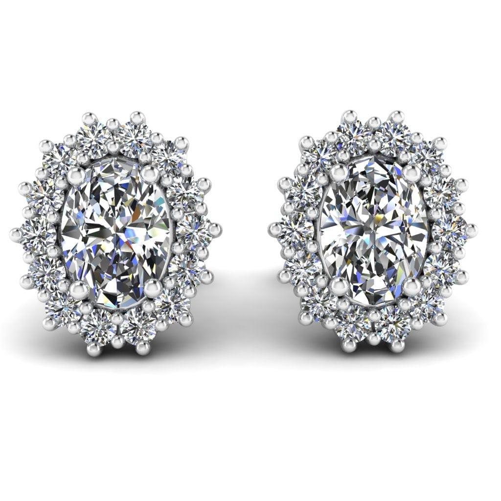 JBR Prong Set Halo Oval Cut Sterling Silver Stud Earrings - JBR Jeweler