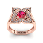 JBR Quatrefoil Round Cut Engagement Ring In Sterling Silver - JBR Jeweler