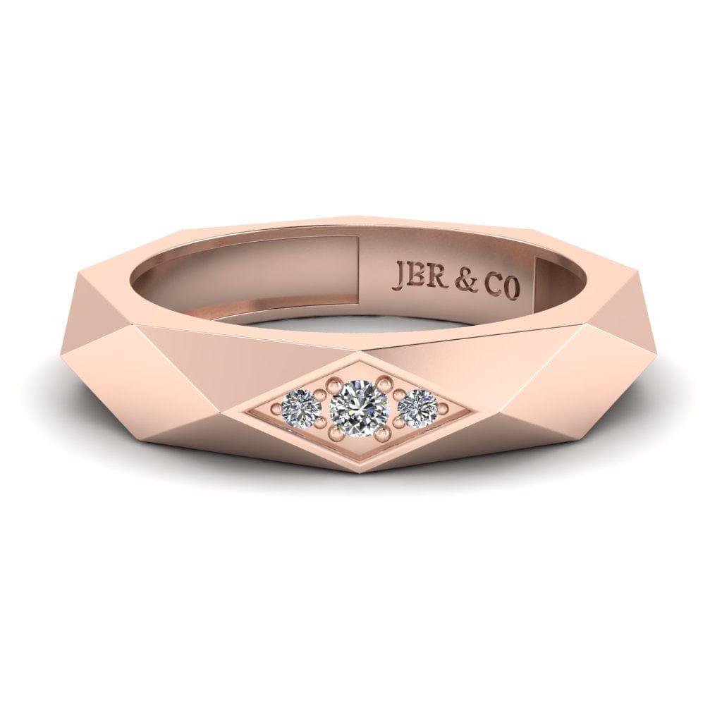 JBR Rhombus Design Round Cut Sterling Silver Band for Men and Women - JBR Jeweler