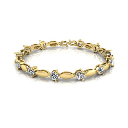 JBR Jeweler Silver Bracelets 5 / Silver Yellow Gold Plated JBR Round Cut Diamond Bracelet In Sterling Silver