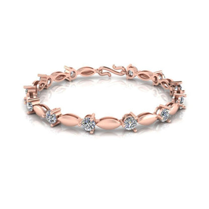 JBR Jeweler Silver Bracelets 5 / Silver Rose Gold Plated JBR Round Cut Diamond Bracelet In Sterling Silver