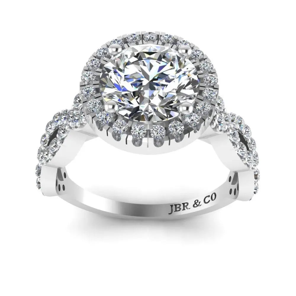 JBR Round Cut Halo Split Shank Sterling Silver Ring - JBR Jeweler