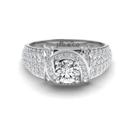 JBR Round Cut S925 Silver Diamond Art Deco Engagement Rings - JBR Jeweler