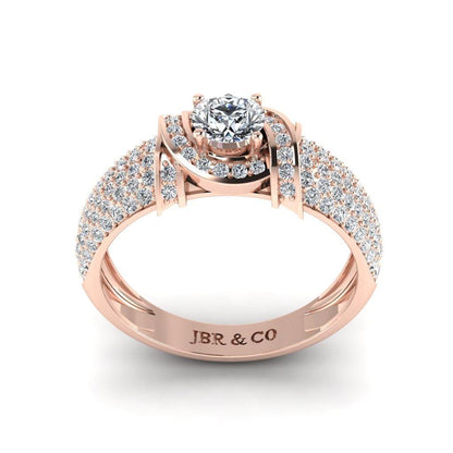 JBR Round Cut S925 Silver Diamond Art Deco Engagement Rings - JBR Jeweler