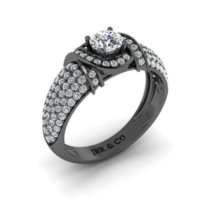 JBR Round Cut S925 Silver Diamond Art Deco Engagement Rings - JBR Jeweler