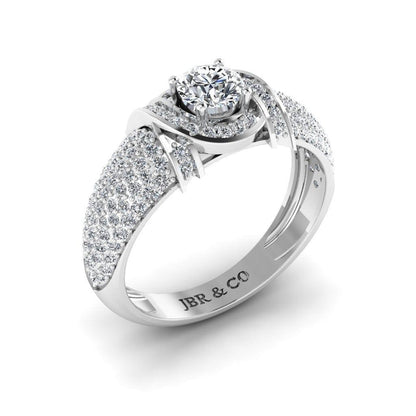 JBR Round Cut S925 Silver Diamond Art Deco Engagement Rings - JBR Jeweler